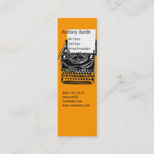 オフィスのヴィンテージのタイプライターのスケッチのプロフェッショナル スキニー名刺 (正面)