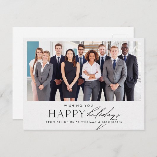 オフィスの写真を使ったハッピーホリデーカード シーズンポストカード (正面/裏面)