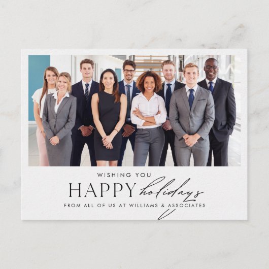 オフィスの写真を使ったハッピーホリデー年賀状 シーズンポストカード (正面)