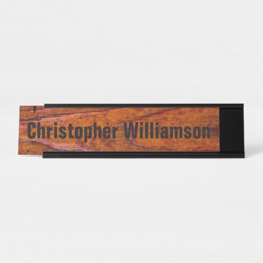 オフィスの専門のモノグラムの木製の穀物の写真の一見 デスクネームプレート (正面)