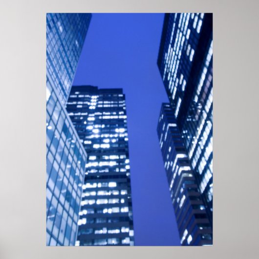 オフィスの建物・ウィンドウの焦点を外した上向き表示 ポスター (正面)