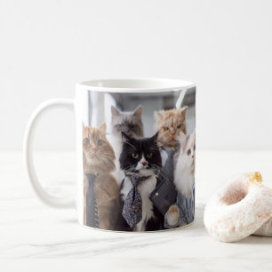 オフィスの気分を盛り上げる猫 - 面白いビジネス猫のコーヒーマグ コーヒーマグカップ