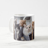オフィスの気分を盛り上げる猫 - 面白いビジネス猫のコーヒーマグ コーヒーマグカップ (正面左)