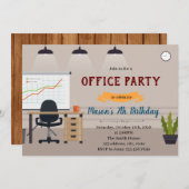 オフィスの誕生日テーマ招待状 招待状 (正面/裏面)