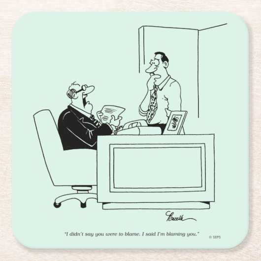 オフィスの責任 スクエアペーパーコースター (正面)