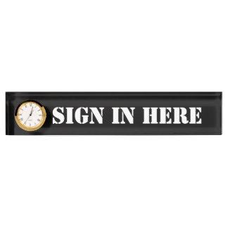 オフィスは机のプレートにここに""署名します デスクネームプレート