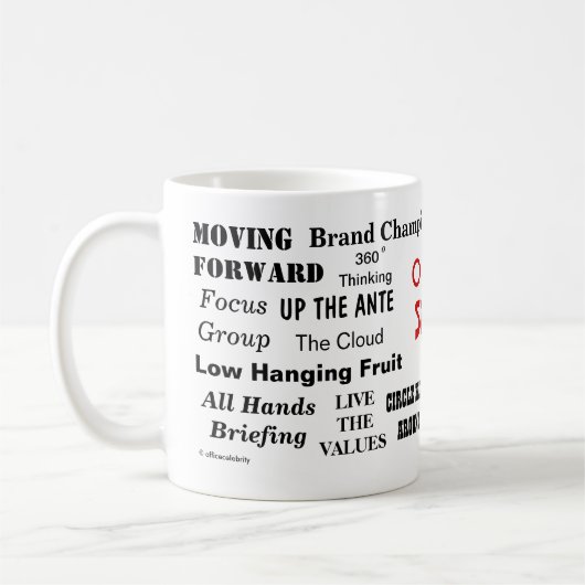 オフィスは管理専門語の決まり文句の引用文を話します コーヒーマグカップ (左)