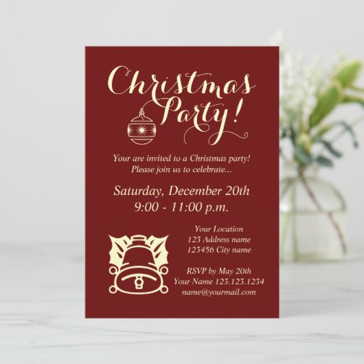 オフィスエレガントのクリスマスパーティの招待状テンプレート 招待状 (スタンド正面)