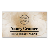 オフィスエレガントドア大理石金ゴールド実在エステートエージェント マグネット名刺 (正面)