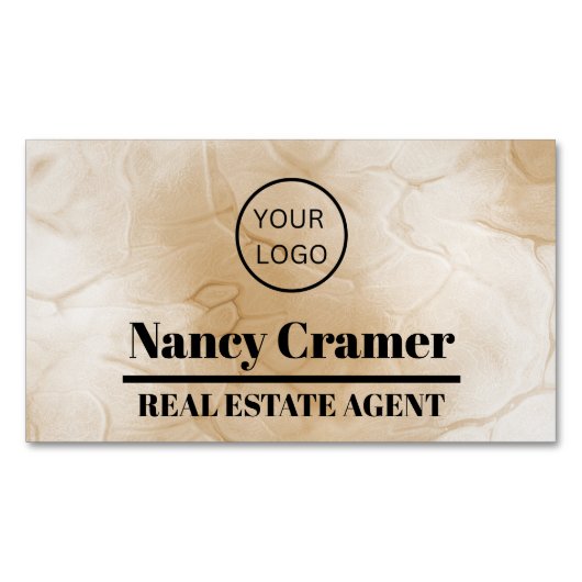オフィスエレガントドア大理石金ゴールド実在エステートエージェント マグネット名刺 (正面)