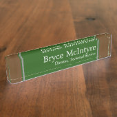 オフィスエレガント用の緑と茶色の銘板 デスクネームプレート (側面)