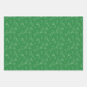 オフィスグリーンの白いクリスマスアウトライン ラッピングペーパーシート (正面3)