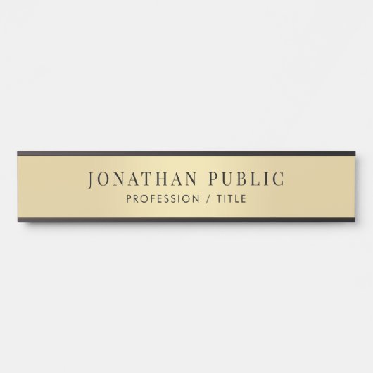 オフィススクーカスタムルエレガントブラック&金ゴールドロン サインプレート (正面)