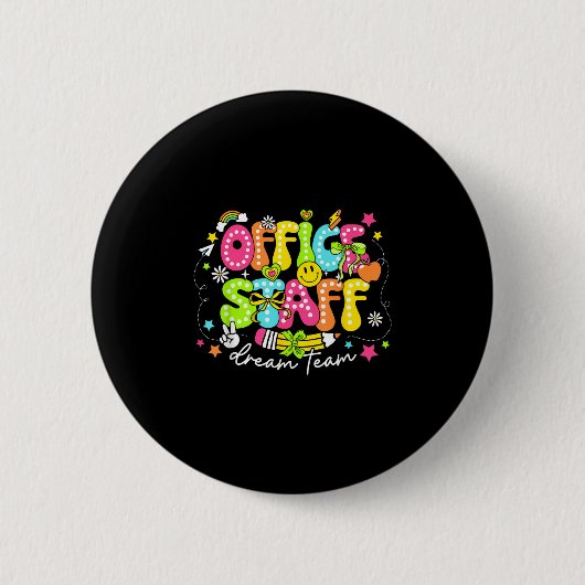 オフィススタッフドリームチーム学校初日のレトロ 缶バッジ (正面)