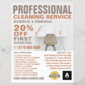 オフィスデスク、清掃サービス広告 チラシ (正面)