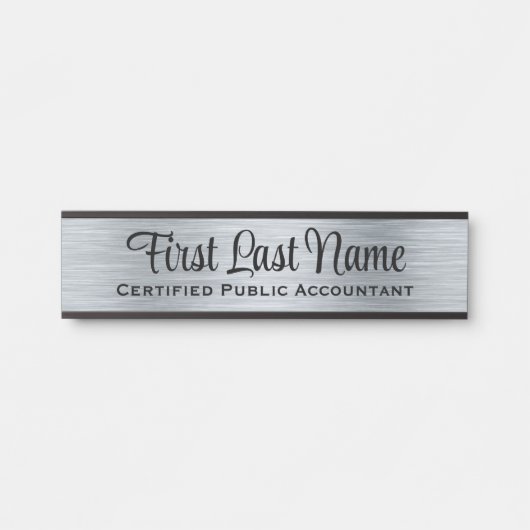 オフィスドアシンボルや象徴シンプルモダンフェイクシルバーサイン サインプレート (正面)