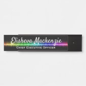 オフィスドアシンボルや象徴レインボーブラックネームプレート標識 サインプレート (正面)