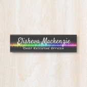 オフィスドアシンボルや象徴レインボーブラックネームプレート標識 サインプレート (正面)