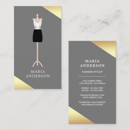 オフィスドレスフォーマル型枠マネキンファッションスタイリスト 名刺 (正面/裏面)