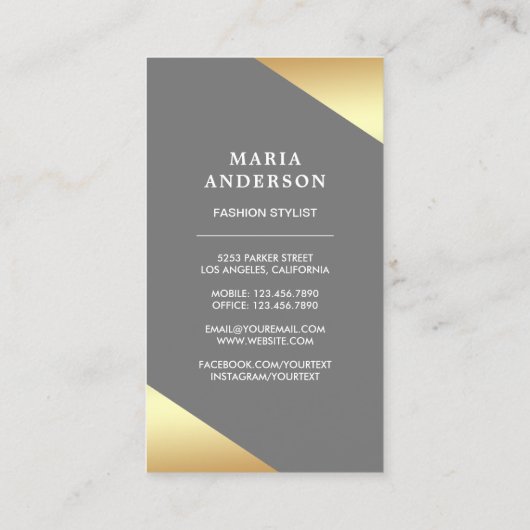 オフィスドレスフォーマル型枠マネキンファッションスタイリスト 名刺 (裏面)