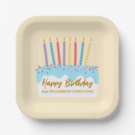 オフィスパーティーにぴったりなバースデーケーキのデザインのカジュアルな誕生日グッズ ペーパープレート
