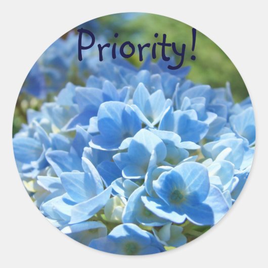 オフィスブルー アジサイの花 Priority! ステッカー (正面)