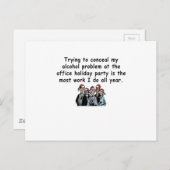 オフィスホリデーパーティーのユーモア インビテーションポストカード (正面/裏面)