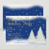 オフィスホリデーパーティー スノーフレーク ゴールド ランドスケープ 招待状 (正面/裏面)