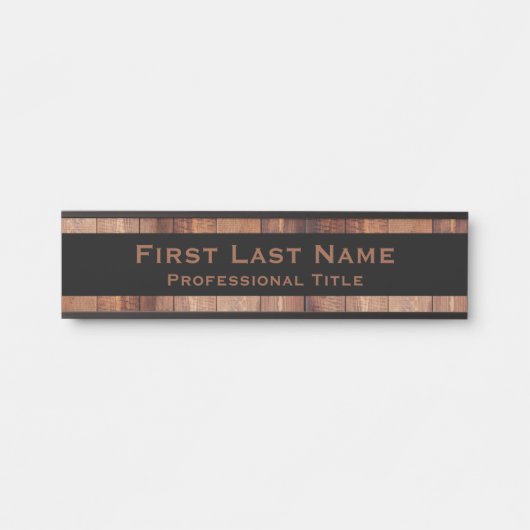 オフィスモダンドアの看板シンボルや象徴木目の外観 サインプレート (正面)