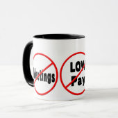 オフィスユーモアマグ – アンチ/ミーティング/低賃金/仕事 マグカップ (正面左)