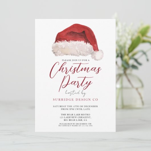 オフィス企業のフェスティバルサンタパーティー 招待状 (スタンド正面)