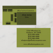 オフィス家具ビジネスカード、オリーブグリーン 名刺 (正面/裏面)