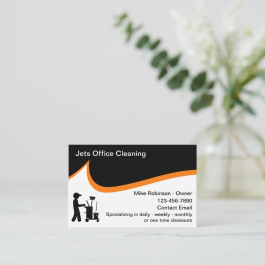 オフィス清掃および清掃サービス 名刺 (スタンド正面)