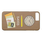 オフィス用文房具と時計茶色 Case-Mate iPhoneケース (裏面(横))