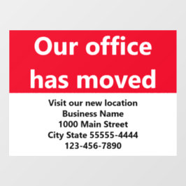 オフィス移転のお知らせ 赤い窓用シール ウィンドウサイン