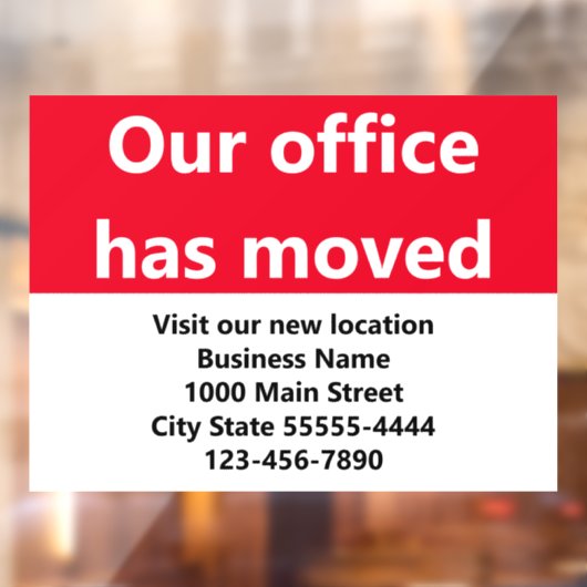 オフィス移転のお知らせ 赤い窓用シール ウィンドウサイン (シート2)