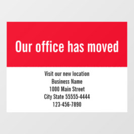 オフィス移転のお知らせ 赤白ステッカー ウィンドウサイン