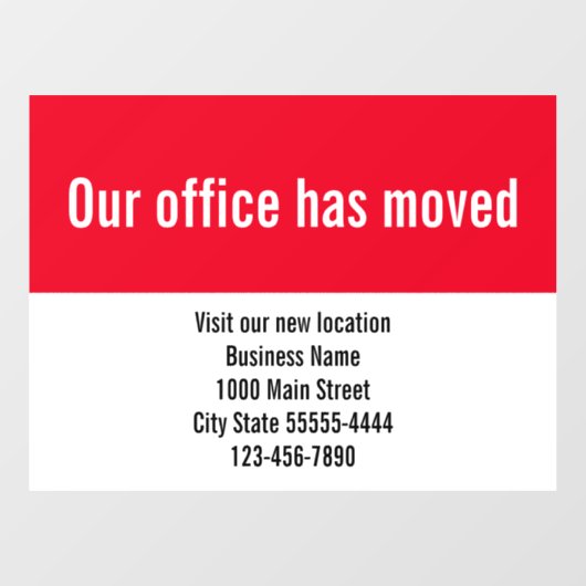 オフィス移転のお知らせ 赤白ステッカー ウィンドウサイン (シート)