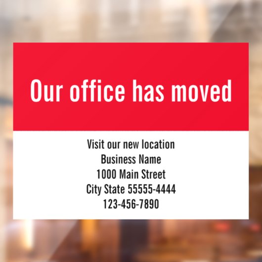 オフィス移転のお知らせ 赤白ステッカー ウィンドウサイン (シート2)