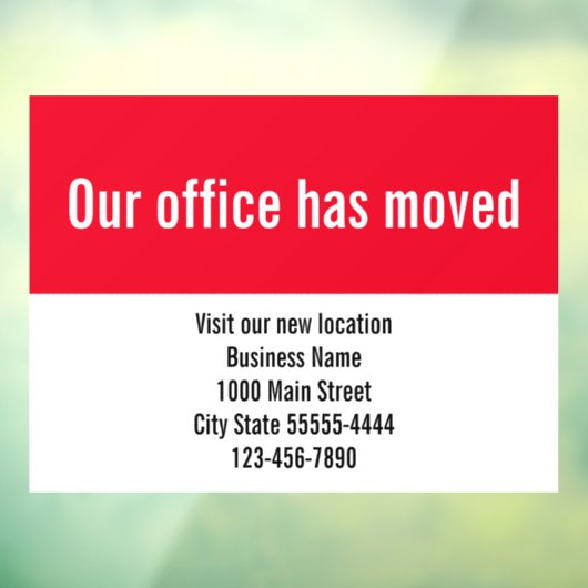 オフィス移転のお知らせ 赤白ステッカー ウィンドウサイン (シート3)