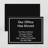 オフィス移転のお知らせ 黒と白の発表 案内状 (正面/裏面)