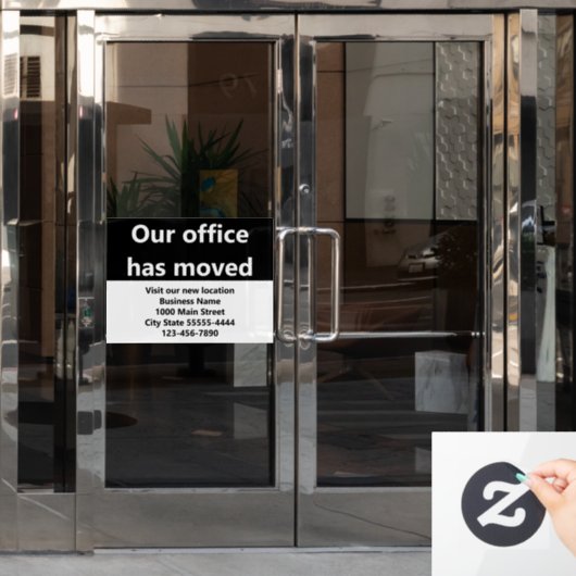 オフィス移転のお知らせ 黒の移転告知 ウィンドウサイン (オフィスドア)