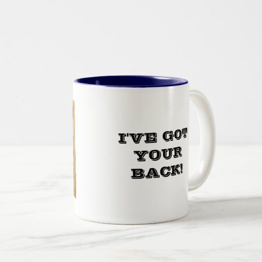 、オフィス襲って下さい"私があなたの背部"スローガンを持っている ツートーンマグカップ (正面右)