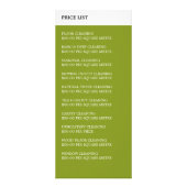 オフィス設定、クリーニングサービスの価格表 ラックカード (裏面)