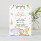 オフィス赤ちゃんシャワージャングルサファリジェンダーニューター 招待状 (スタンド正面)