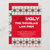 オフィス醜いセーターパーティーワークホリデーイベント 招待状 (正面/裏面)