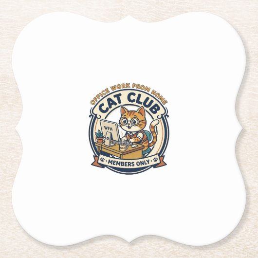 オフィス 在宅勤務 猫 猫好き ギフト - オフィス ペーパーコースター (正面)