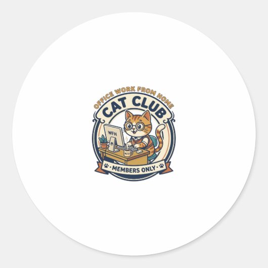 オフィス 在宅勤務 猫 猫好き ギフト - オフィス ラウンドシール (正面)