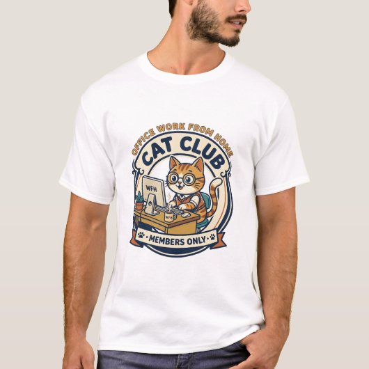 オフィス 在宅勤務 猫 猫好き ギフト - オフィス Tシャツ (正面)