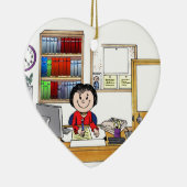 オフィス、女性-パーソナライズな漫画のギフト セラミックオーナメント (右)